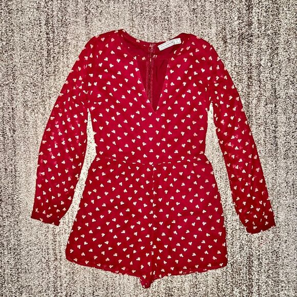 Abercrombie & Fitch Women's Deep Red Floral Romper Size 00 - Picture 3 of 9